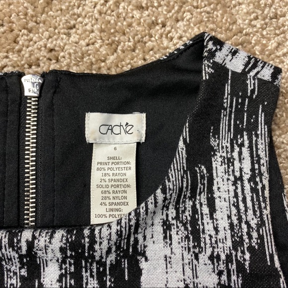 Cache Black & White Print Panel Tank Dress Sz 6 - Picture 2 of 6